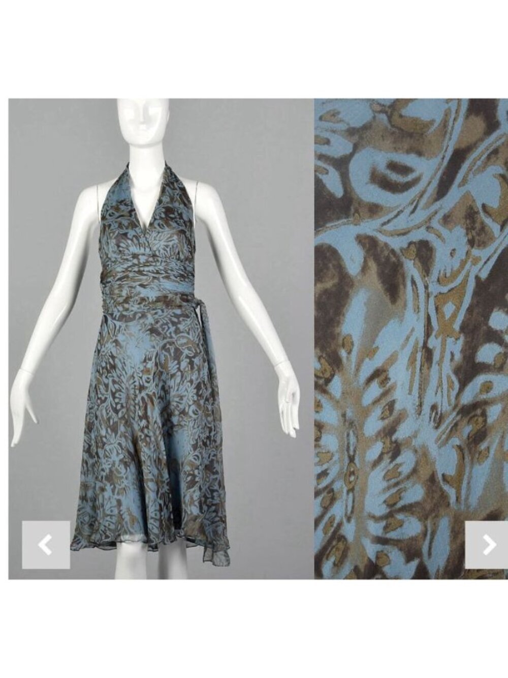 Carmen Marc Halter Dress Size 8 Silk Chiffon Fit & Flare Cocktail Party